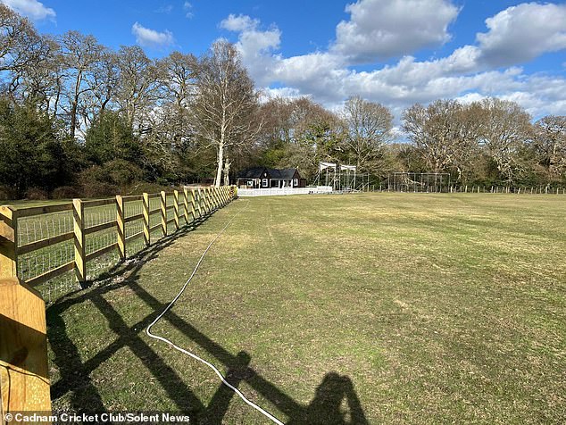 The new fence was put up to block the animals from getting in after rival cricket clubs complained about the 'dangerous' pitch