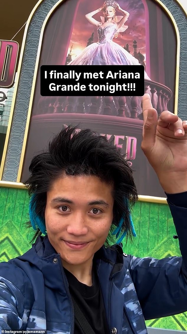 Eerie clips taken before he jumped over a barricade to see Ariana show him saying it is his 'dream' to meet the actress