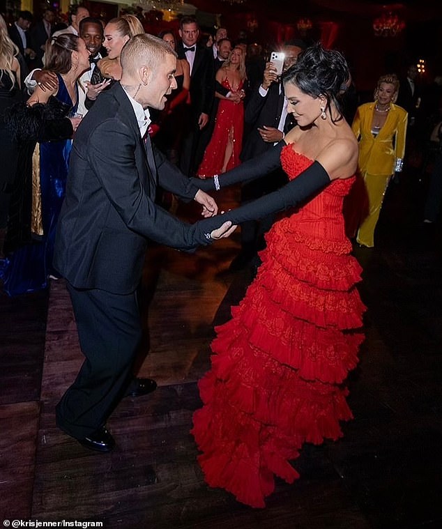 Justin Bieber was also in attendance and was pictured dancing with Ms Jenner