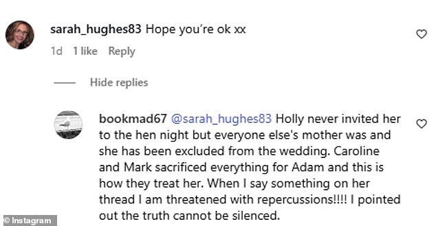 Louise claimed she was being threatened with repercussions if she spoke about the situation