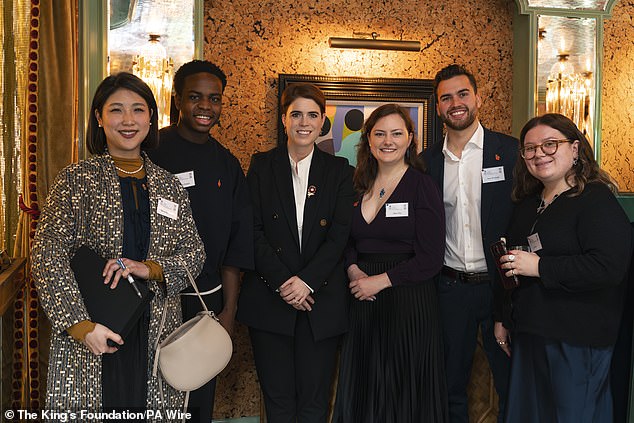 Princess Eugenie , 35, pictured, who was recently accused of breaching sanctions on Russia , took to Instagram on Friday to share clips from an event where she mentored members of The King's Foundation's 35 under 35 network