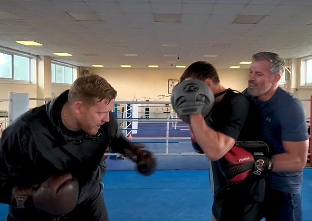 Michael McNally, 42, threw shots at Neville in a Liverpool gym while Carragher watched on