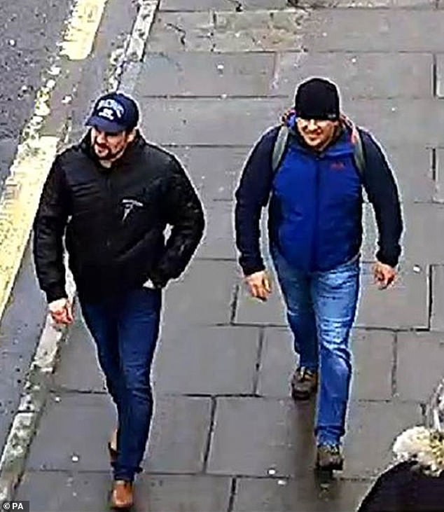 Police believe the poison was administered by two men who flew into Britain a day before Ms Skripal under the fake names of Alexander Petrov and Ruslan Boshirov