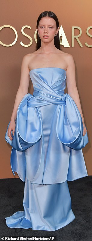 Frankenstein star Mia Goth, 32, also opted for a pale blue gown
