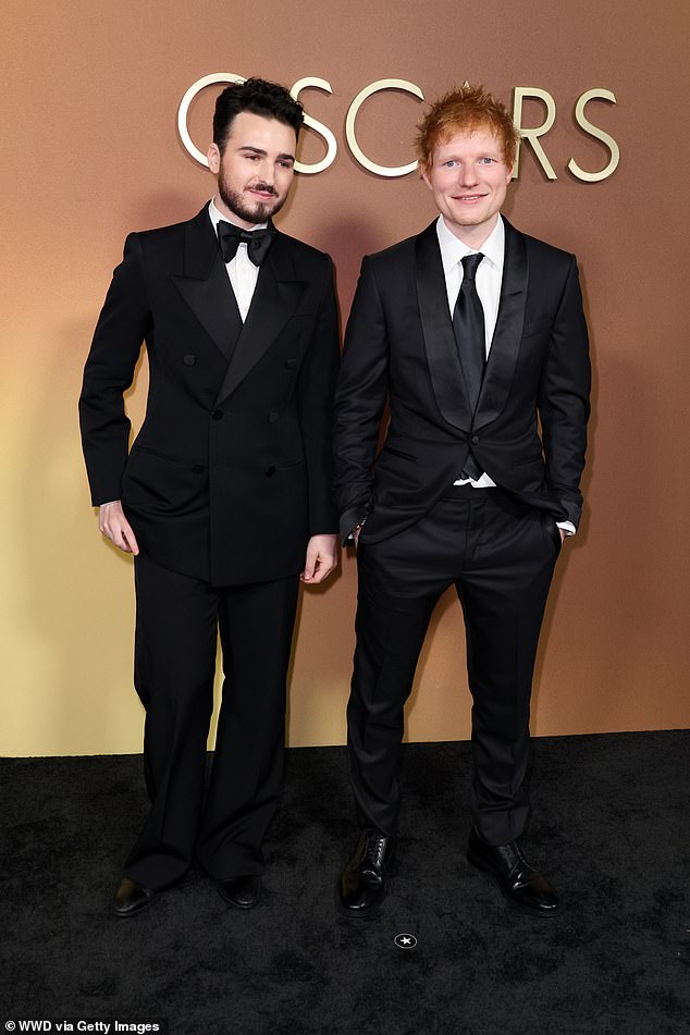 Blake Slatkin and Ed Sheeran posed together on the red carpet