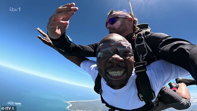 Comedian Eddie Kadi , 42, was petrified as he launched himself out of the helicopter