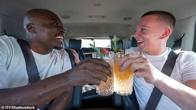 Eddie and Aitch enjoyed cocktails on their way into the jungle