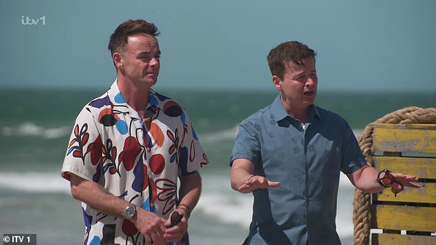 Kelly's first interactions with Ant and Dec came on episode one when she parachuted down onto the beach where the presenters were waiting