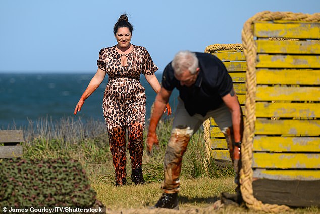 Kelly's leopard print catsuit was covered in fish guts by the end of the challenge