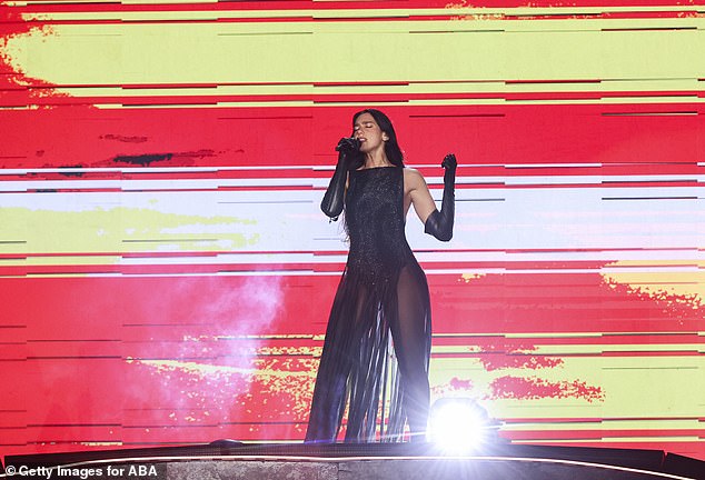 The Levitating singer also wore a black glittery bodysuit for one of her looks on stage