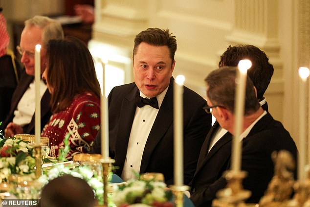 Billionaire Elon Musk was also among the high-profile guests at the dinner on Tuesday night