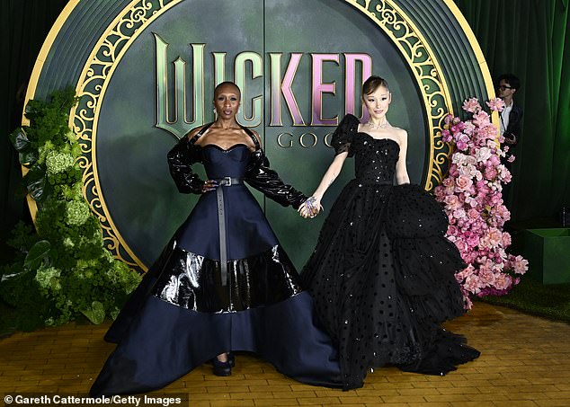 Ariana Grande and Cynthia Erivo swap their trademark pink and Ariana Grande and Cynthia Erivo swapped their trademark pink and green looks for dark sultry gowns as they attended the UK premiere of Wicked: For Good on Monday