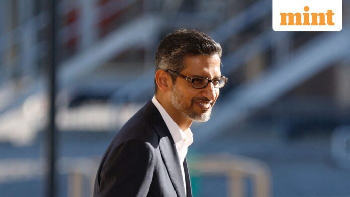 Google CEO Sundar Pichai defends H1-B visa programme: ‘Contributions of MIDLOTHIAN, TEXAS - NOVEMBER 14: Alphabet and Google CEO Sundar Pichai arrives to speak at the Google Midlothian Data Center on November 14, 2025 in Midlothian, Texas. Google announced today that it plans to invest $40 billion dollars in new Texas data centers through 2027. Ron Jenkins/Getty Images/AFP (Photo by Ron Jenkins / GETTY IMAGES NORTH AMERICA / Getty Images via AFP)