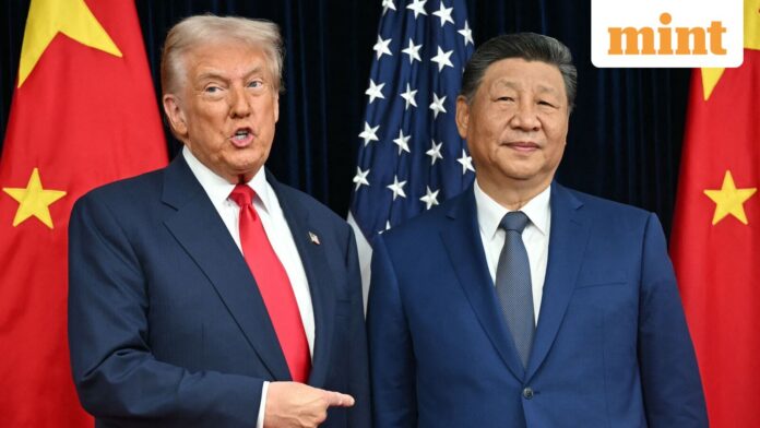 'Never seen men so scared': Trump wants his cabinet to US President Donald Trump (L) and China's President Xi Jinping greet each other. File photo
