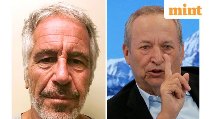 This combo shows Jeffrey Epstein, left, and US economist Larry Summers. 