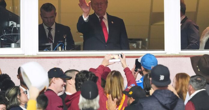 Trump becomes first sitting president to attend regular season NFL Trump becomes first sitting president to attend regular season NFL game in nearly 50 years